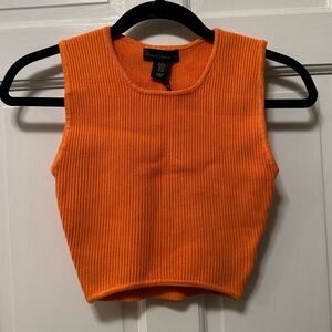 House of Harlow Orange Ribbed Tank Top‎